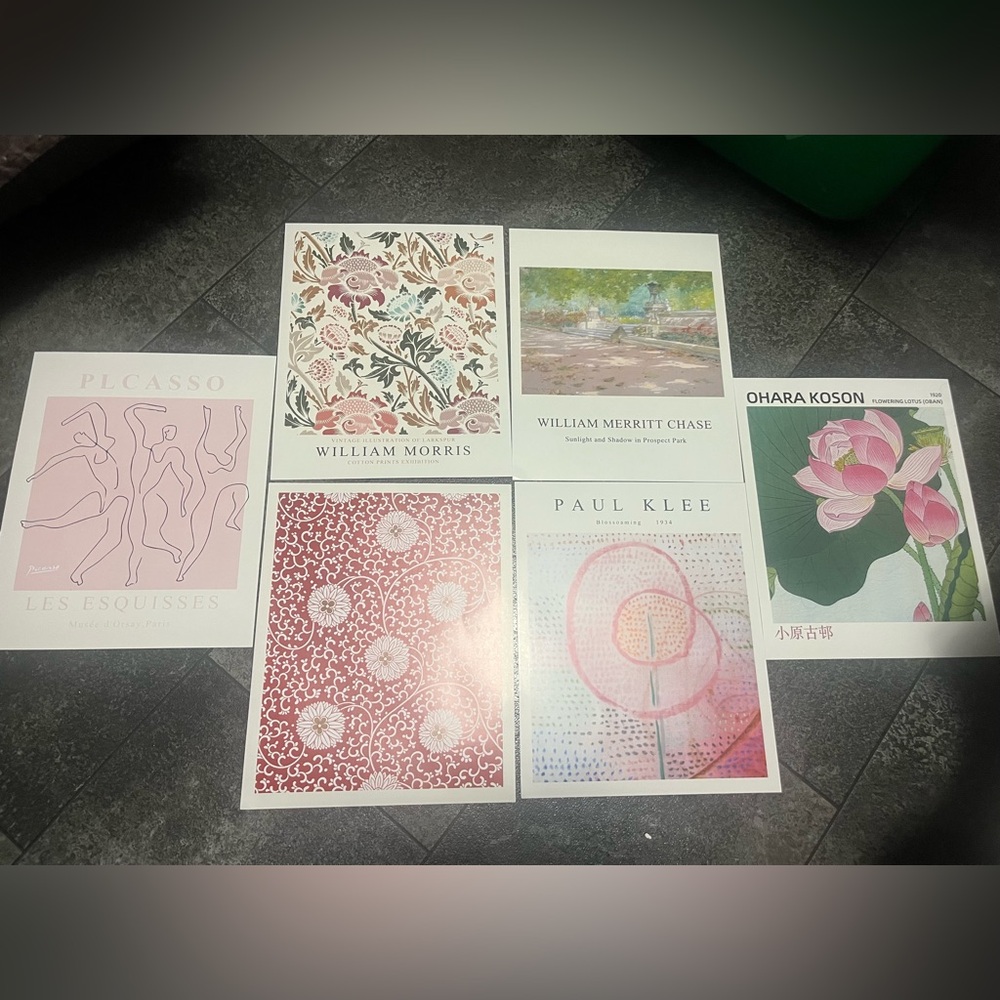 New! 6 Piece Eclectic Wall Art Unframed Collage 8X10